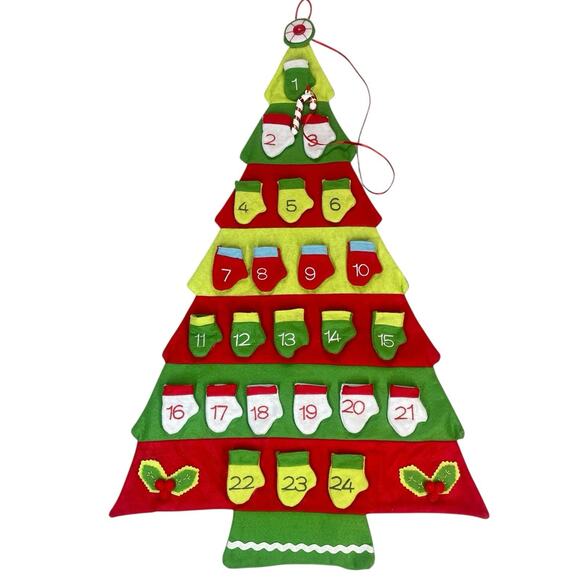 Countdown Advent Calendar Felt Christmas Tree with 24 Felt Mitten Pockets - Picture 7 of 7